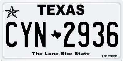 TX license plate CYN2936