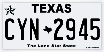TX license plate CYN2945