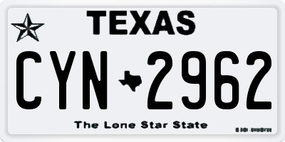 TX license plate CYN2962