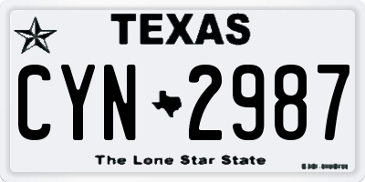 TX license plate CYN2987