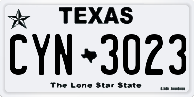TX license plate CYN3023
