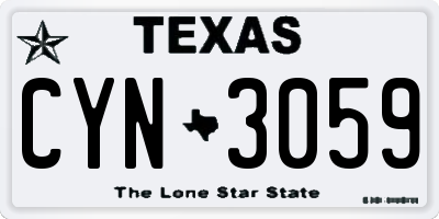 TX license plate CYN3059