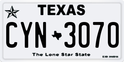 TX license plate CYN3070
