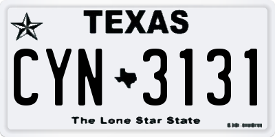 TX license plate CYN3131