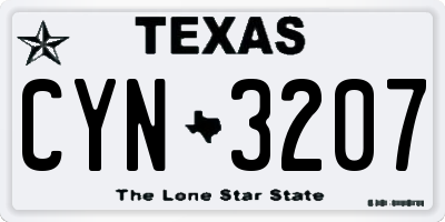 TX license plate CYN3207