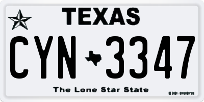 TX license plate CYN3347