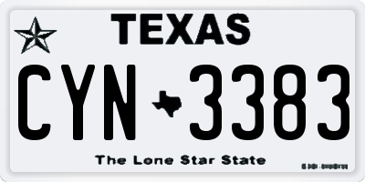 TX license plate CYN3383