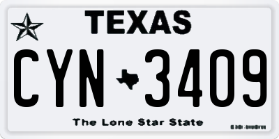 TX license plate CYN3409