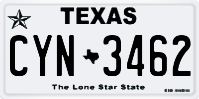 TX license plate CYN3462