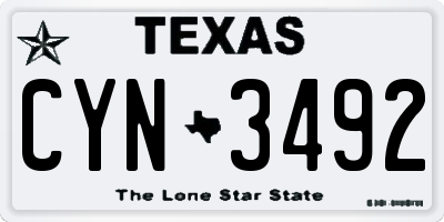 TX license plate CYN3492