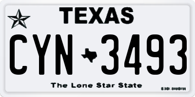 TX license plate CYN3493
