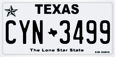 TX license plate CYN3499