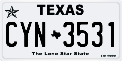 TX license plate CYN3531
