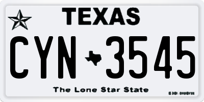 TX license plate CYN3545