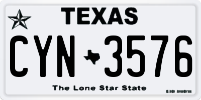 TX license plate CYN3576