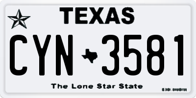 TX license plate CYN3581