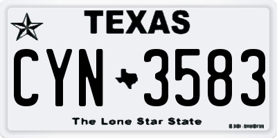TX license plate CYN3583