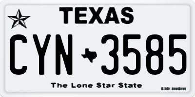 TX license plate CYN3585