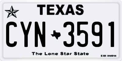 TX license plate CYN3591