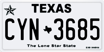 TX license plate CYN3685