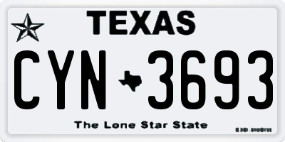 TX license plate CYN3693