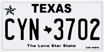 TX license plate CYN3702
