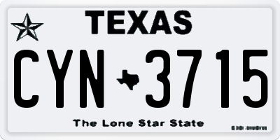 TX license plate CYN3715
