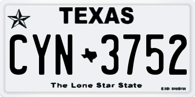 TX license plate CYN3752