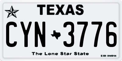 TX license plate CYN3776