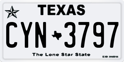TX license plate CYN3797