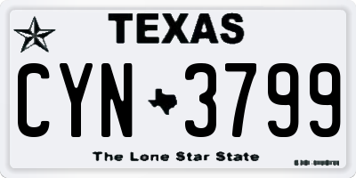 TX license plate CYN3799