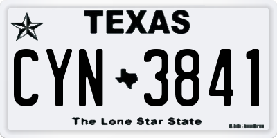 TX license plate CYN3841