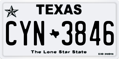 TX license plate CYN3846