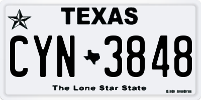 TX license plate CYN3848