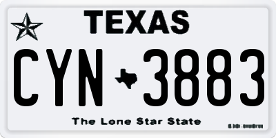 TX license plate CYN3883