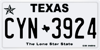 TX license plate CYN3924