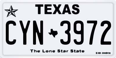 TX license plate CYN3972