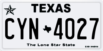 TX license plate CYN4027