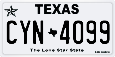 TX license plate CYN4099