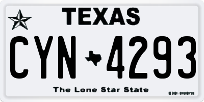 TX license plate CYN4293
