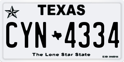 TX license plate CYN4334