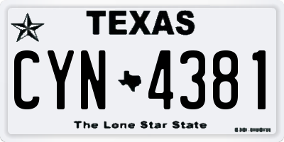 TX license plate CYN4381