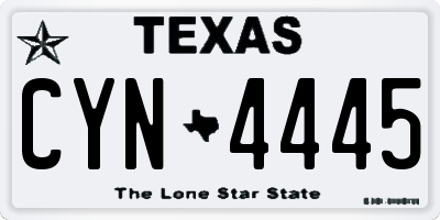 TX license plate CYN4445