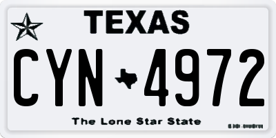 TX license plate CYN4972