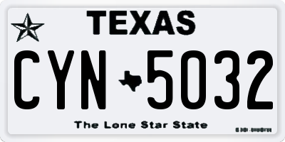 TX license plate CYN5032