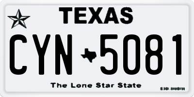 TX license plate CYN5081