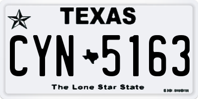 TX license plate CYN5163