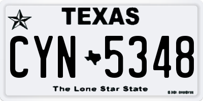 TX license plate CYN5348