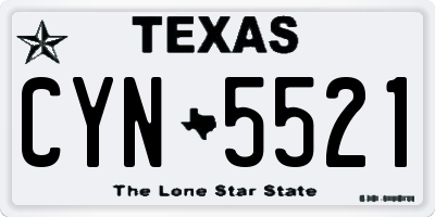 TX license plate CYN5521