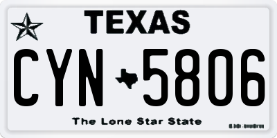 TX license plate CYN5806
